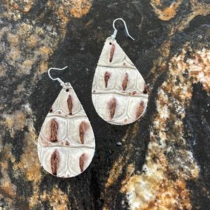 Earrings, Cayman print,  tear drops